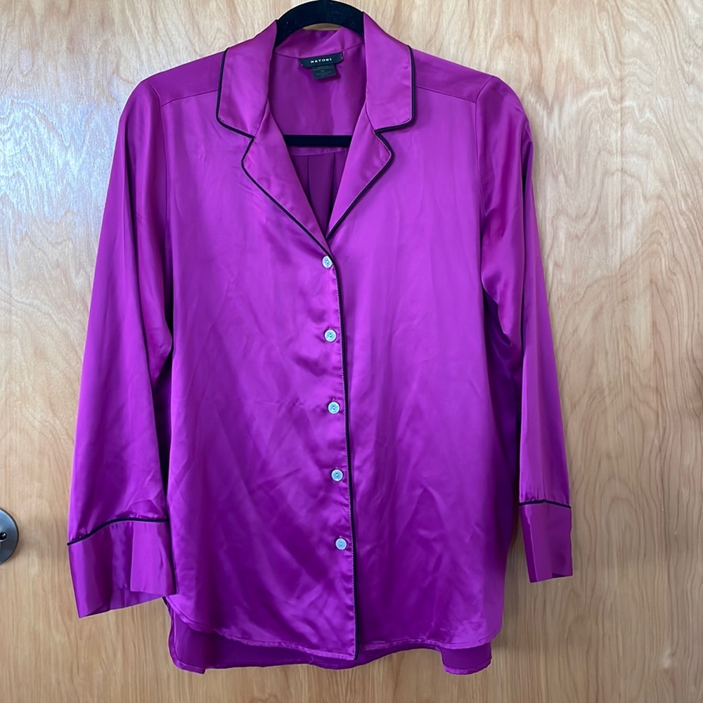 Natori Satin Luxury Sleep Pajama Top Tunic Size XS